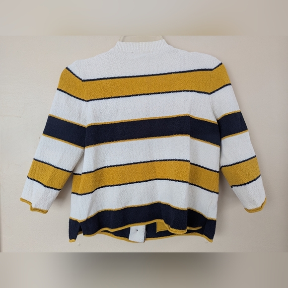 Ann Taylor Striped Nautical Cardigan Sweater, Yellow, White, & Black (SIZE S) - Picture 7 of 13
